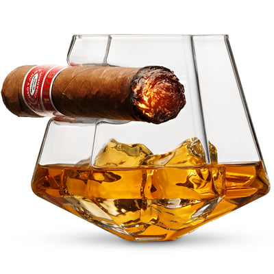 Whiskey Glass with Cigar Rest