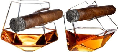 Whiskey Glass with Cigar Rest, set of 2