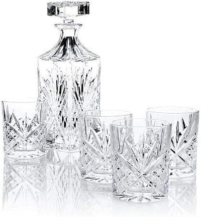 James Scott 5-Piece Irish-Cut Crystal Decanter & Whiskey Glasses Set