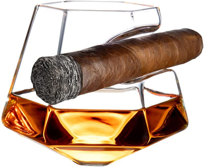 Whiskey Glass with Cigar Rest