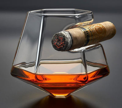 Whiskey Glass with Cigar Rest, set of 2