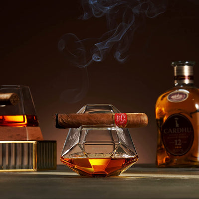 Whiskey Glass with Cigar Rest, set of 2