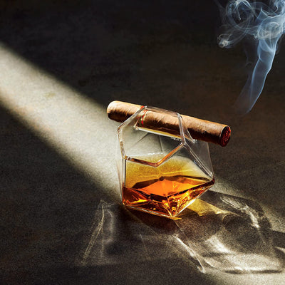 Whiskey Glass with Cigar Rest