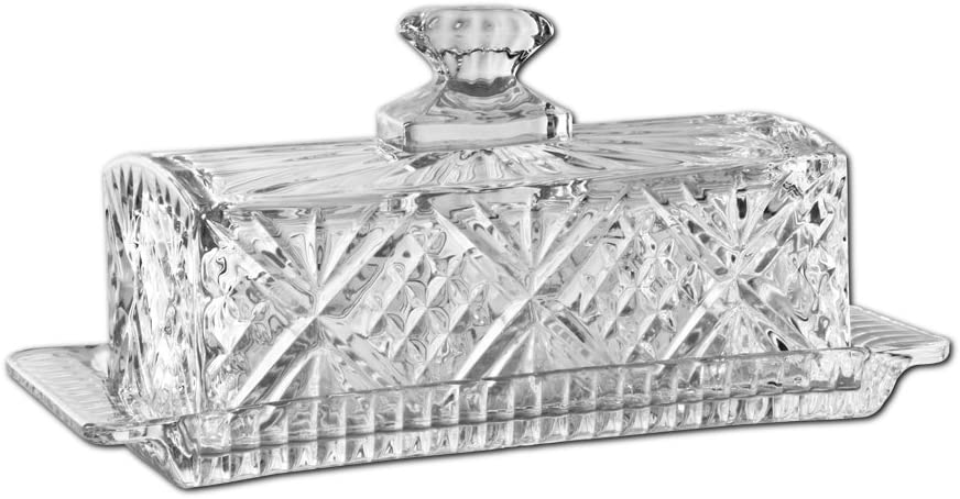 James Scott Crystal Butter Dish with Handled Lid