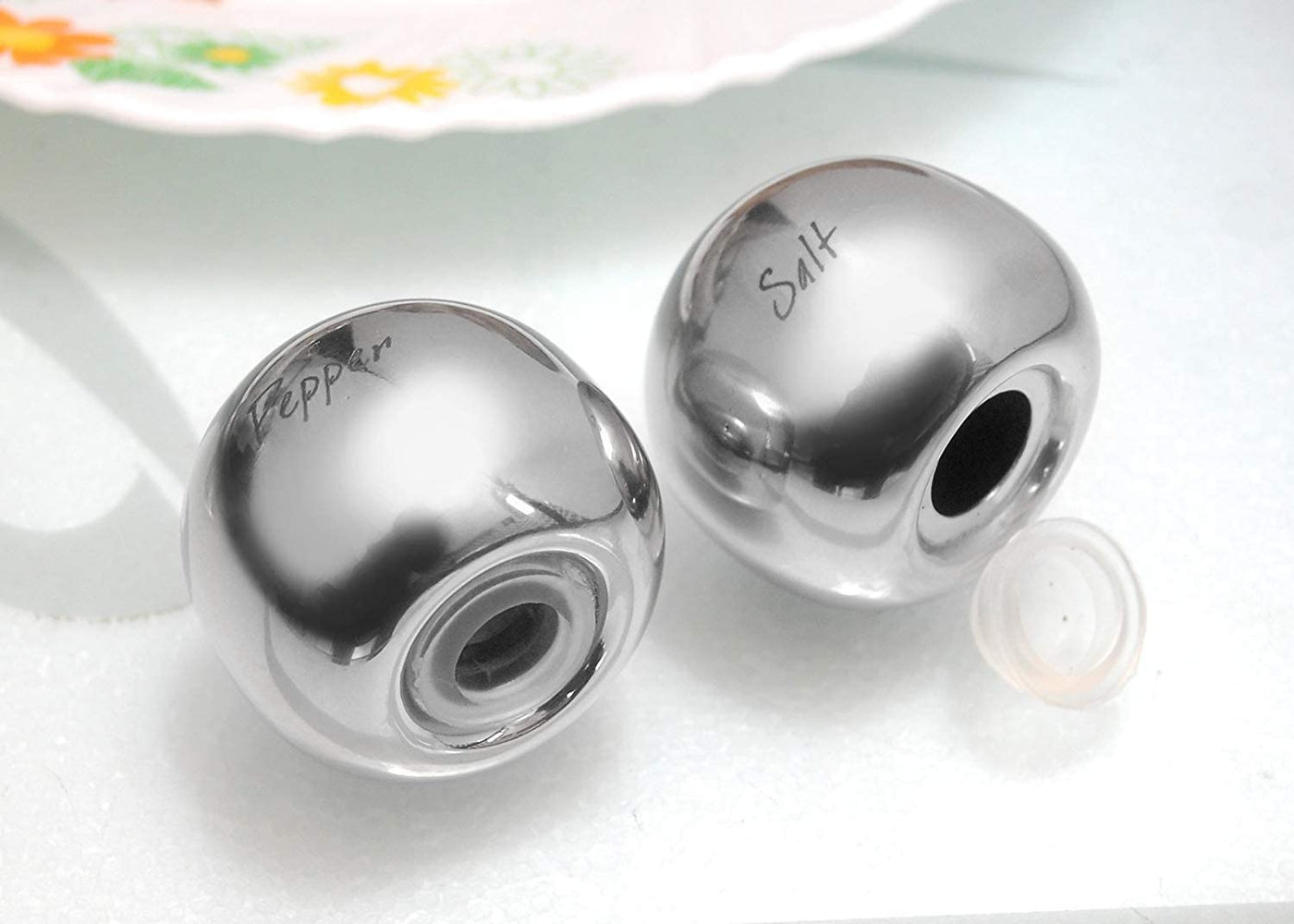 James Scott Set of 2 Round Stainless Steel Salt and Pepper Shakers