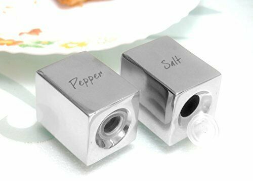 James Scott Set of 2 Square Stainless Steel Salt and Pepper Shakers